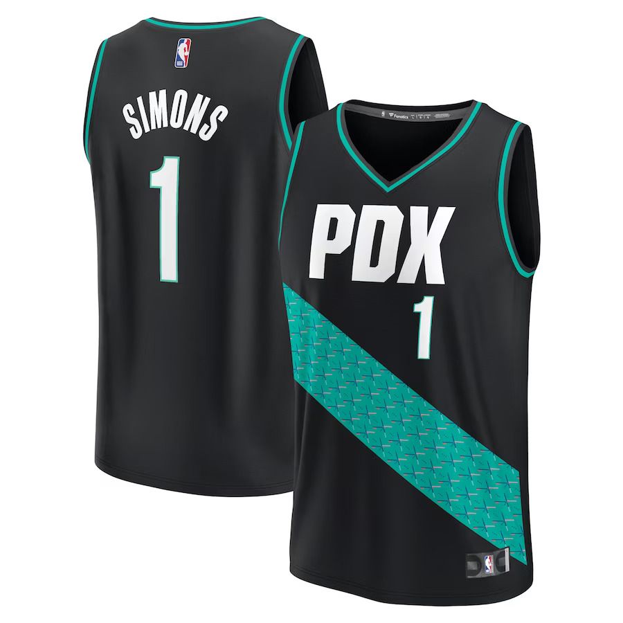 Men Portland Trail Blazers #1 Anfernee Simons Fanatics Branded Black City Edition 2022-23 Fastbreak NBA Jersey